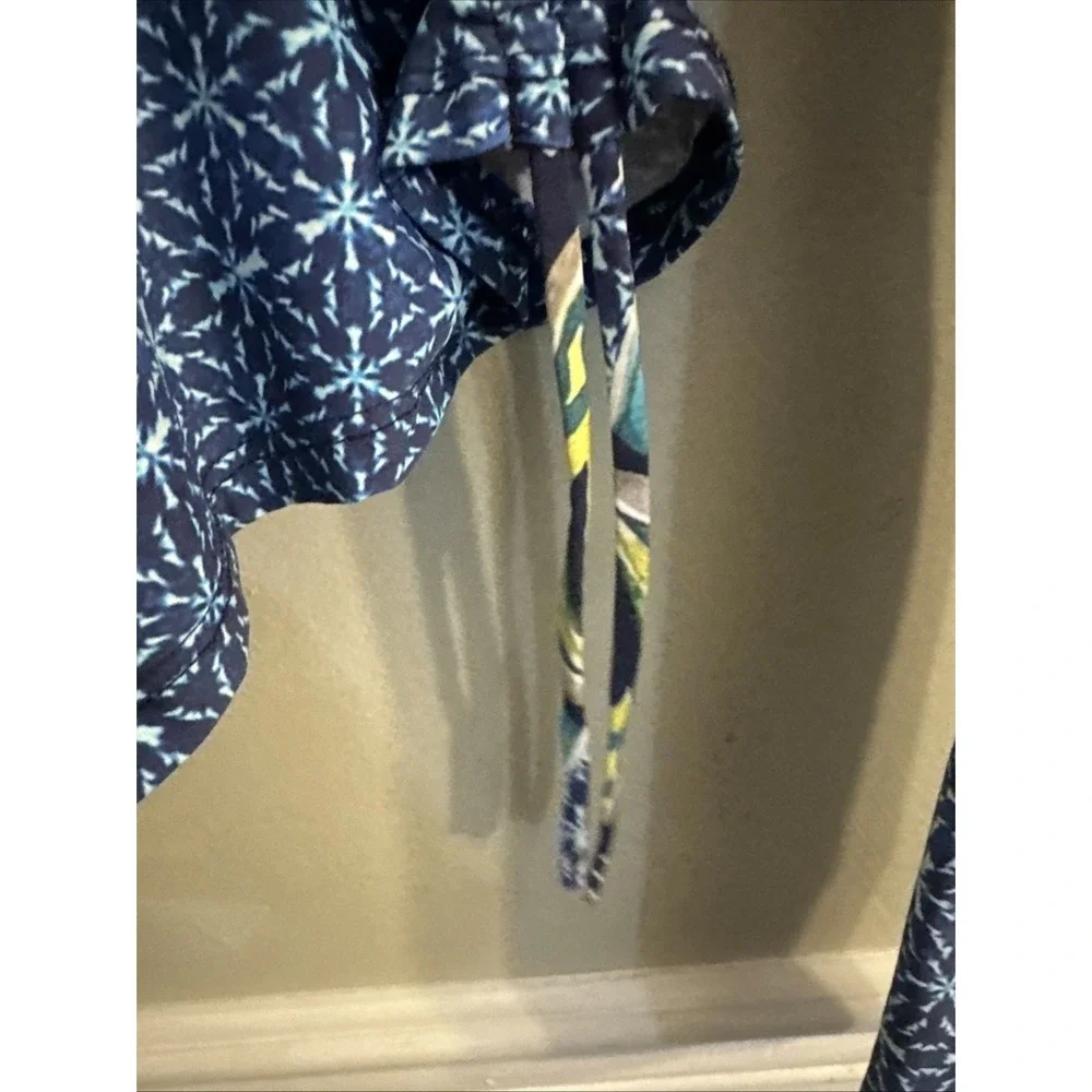 Title Nine Womens S Blue Ruched Rashguard Top Swim Shirt Beach Summer Vacation